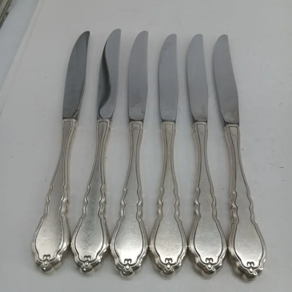 6X BK Rogers Oneida ALOUETTE Silverplate Butter Dinner Knives 1978